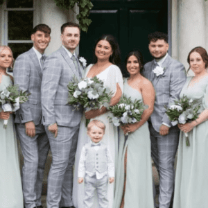 Bridal party - bride, bridesmaids, groom