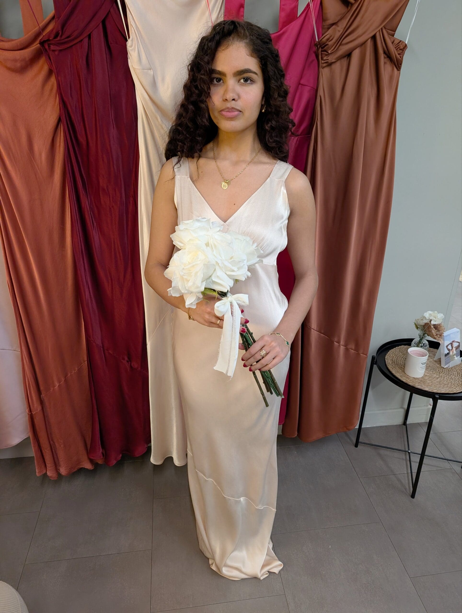where to get bridesmaid dresses fast AVA GOWN - STRAPLESS SPANDEX SATIN FITTED DRESS